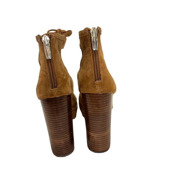 Vince Camuto Kamaye Ghillie Platform Sandal Tan Suede Lace-UP Chunky Heels 9 - Picture 5 of 12